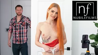 Nubile Films - Hot redhead Influencer Little Dragon takes roommates dick for a live webcam experience