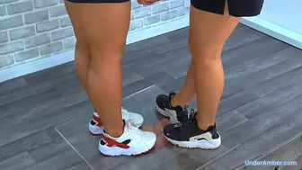 Clips 4 Sale - Goddess Amber - Miss Lucy - Stomping The Cum From Your Cock & Balls Under Our Nike Huaraches & Plexiglass - 190 Balls Cam - Trampling Trample CBT Ballbusting Shoejob Footjob Cumshot Trainers