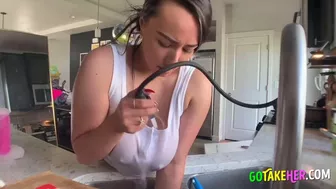 Big-Titted Housegirl's Solo Orgasm On Webcam