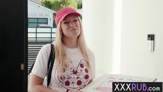 Blonde River Lynn delivered hot pizza