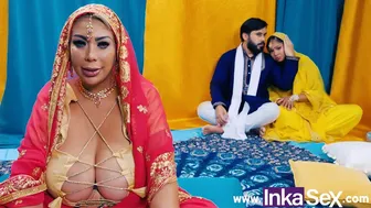 Chudai - Busty Indian stepmom fucks her stepdaughter's boyfriend and leaves her pussy full of milk.