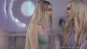 TS Gracie Janes fat cock pummels gorgeous Delilah Days tight pussy