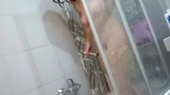 Stepmom caught shaving in the shower