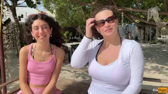 Public Pickup Stepmom and Stepdaughter on Beach - Risky Dick Flashing