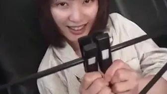 Hanger Fun with Pierced Japanese Pussy - Small Tits