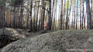 Naked Teen Walks in Spring Forest