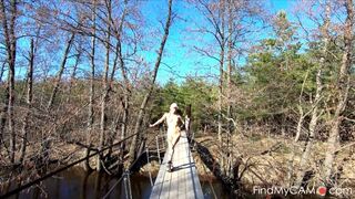 Naked Teen Walks in Spring Forest