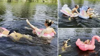 Clips 4 Sale - Chloe and Nastya pop each other's inflatables and panic