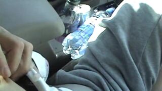 Hot Blonde with pinky pussy and Blowjob while driving car