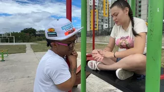 I find a sad girl in the park and end up comforting her with my rich, hard cock