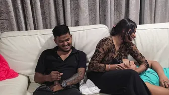 Boy behind Indian sex scene shakes his cock in front of girls