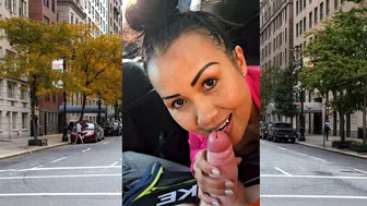 Thai MILF big cock car blowjob in public