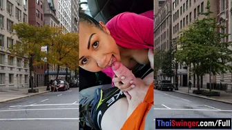 Thai Swinger - Public POV blowjob in a car by horny and busty Asian MILF slut