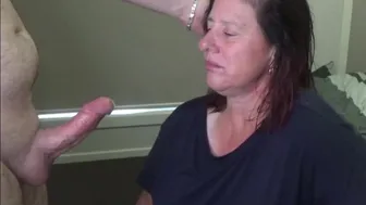 Milf Surprised by Premature Ejaculation During Blowjob