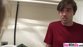 Teen stepsister teases and rides stepbro