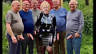 Shiny PVC Dress Slut Granny Sucked off Five Cocks Dogging Porn Granny