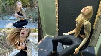 Clips 4 Sale - Curious Chloe is chased and glued to a chair