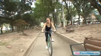 Premium GFs - Busty solo teen riding her bike through the park