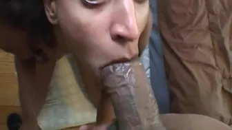 Premium GFs - Ebony cutie sucks big cock in a POV close up