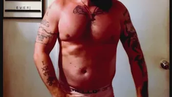 Clips 4 Sale - Muscular Hubby Lifting Weights and Stripping Down