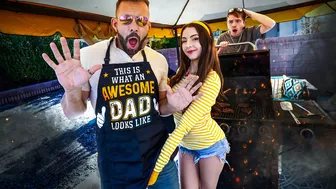 Family Strokes - “I’ll Drain Your Cock Before the BBQ” Serena Gets Marinated in Daddy’s White Sauce