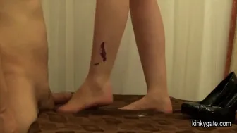 Mistress trampling my cock with high heels