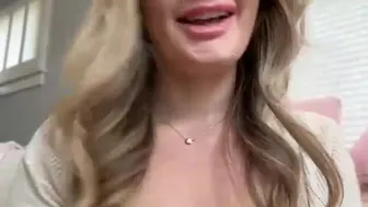 Busty Blonde Solo Tease with Black Dildo on Cam