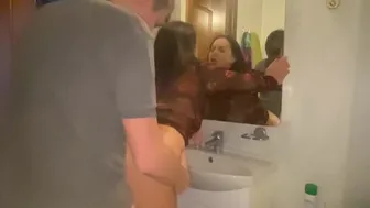 Fucked Friend's Big-Tit Girl in Bathroom Before Work