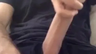 Muscular amateur strokes his big hard cock with a thick bellend