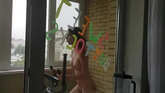 Naked MILF on Exercise Bike, Solo Webcam Footjob