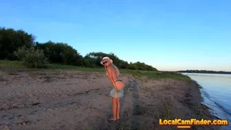 Russian Nudist on the River Shore