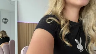 Blonde Tease in Bunny Lingerie