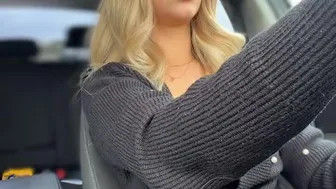 Sexy Blonde Babe Taking Selfies in Car