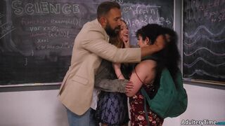 Teens Myra Moans And Pixie Smalls 3Way