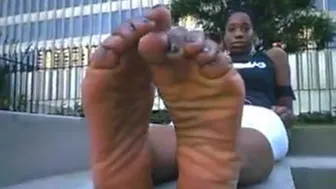 Black Caribbean Shows Off Her Big Feet