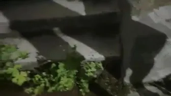 Russian slut get cum in mouth after hard outdoor pounding