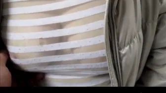Breasts in a Sheer Blouse in Public Market