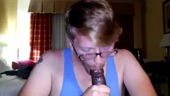 Big Black Cock Gets Serviced by a Hungry White Mouth