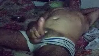 Big-Cock Daddy Strokes Solo on Bed