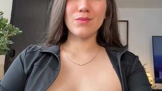 Curvy Brunette Teases & Shows All