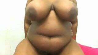 Big-Titted BBW Plays with Dildo on Webcam