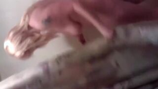Shaving my cunt, stepson watching