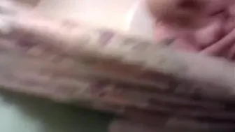 Shaving my cunt, stepson watching