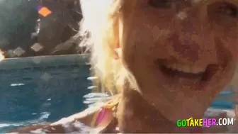 German Amateur Couple's Poolside Fun on Mallorca
