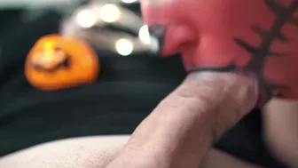 Halloween Blowjob - Teen Gets Mouthful of Cum