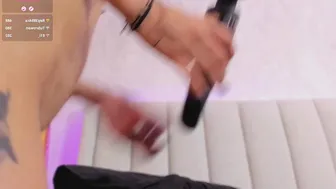 Tattooed Redhead Rides Huge Dildo
