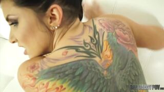 Tattooed big-boobed MILF Romi Rain likes her lover's penis