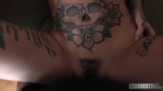 Beautiful inked doll Leigh Raven gets rammed in the doggy style pose