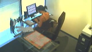 Office slut caught as she masturbates