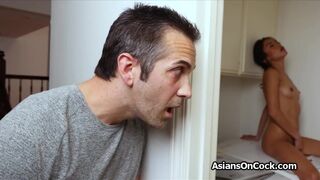 Petite Asian caught masturbating